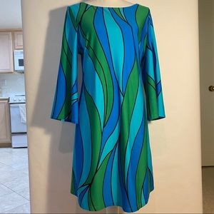 Julie Brown NYC Blue & Green Long Sleeve Dress
